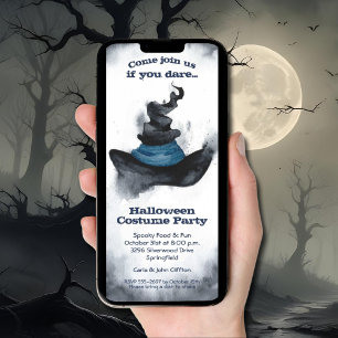 Witch's Black Hat Halloween Inbjudningar