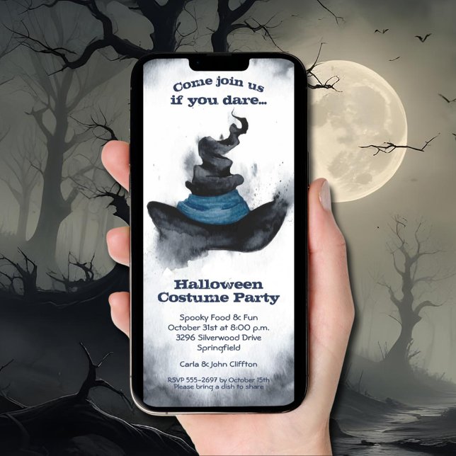 Witch's Black Hat Halloween Inbjudningar (Witch's Black Hat Halloween Invitations INSTANT DOWNLOAD and/or printed)