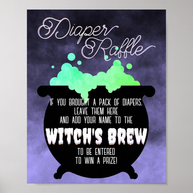 Witch's Brew Diaper Raffle Sign Poster (Framsidan)