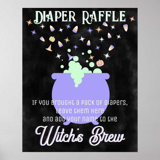 Witch's Brew Diaper Raffle Sign Poster (Framsidan)