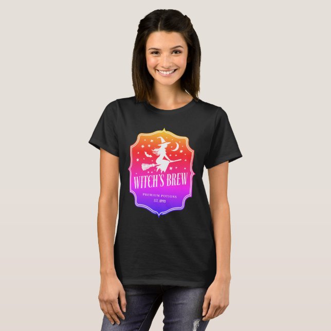 Witch's Brew Emblem i sunset färg T Shirt (Hel framsida)