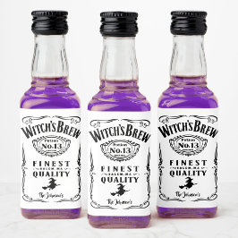 Witch's Brew Halloween Family Namn Monogram Funny Spritflaskor Etikett