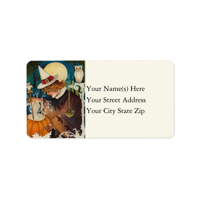 Witch's Brew in Pumpkin Vintage Address Label Adressetikett (Framsidan)