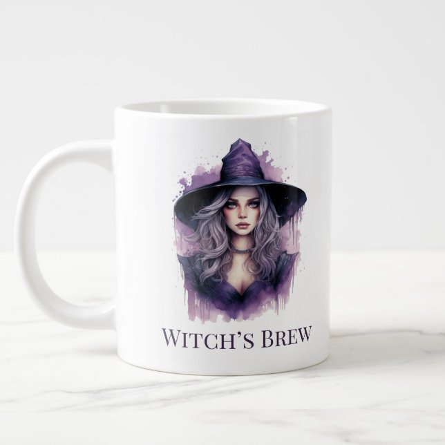 Witch's Brew - Lila Witch Art Halloween Jumbo Mugg (Vänster)