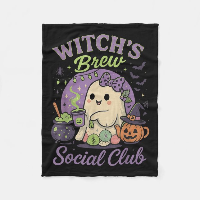 Witch's Brew Social Klubb Cute Ghost Cauldron Kaff Fleecefilt (Framsidan)