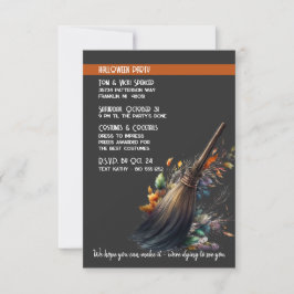 Witch's Broom Cute Halloween Costume Party Inbjudningar