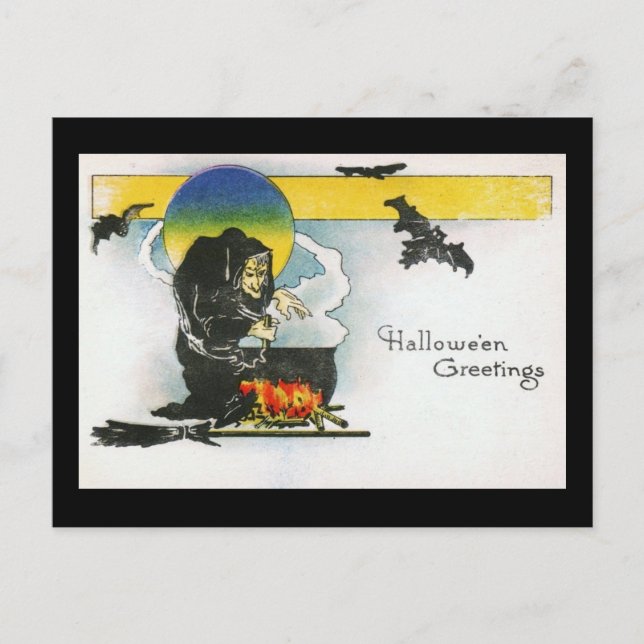 Witch's Caldron Halloween Vintage Vykort (Framsida)