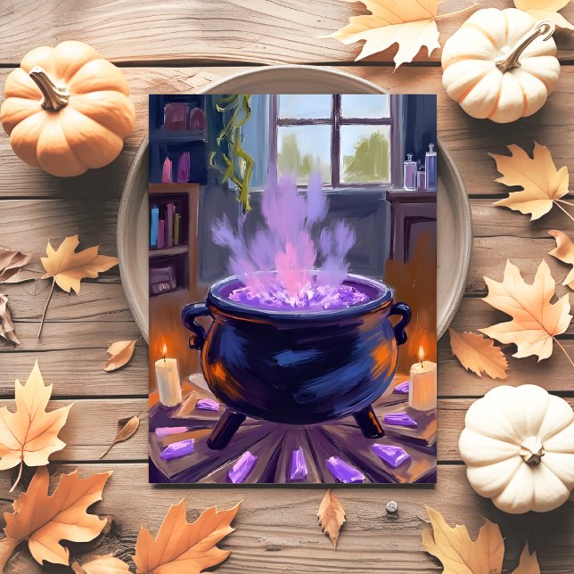 Witch's Cauldron Halloween Spooky Helg Vykort (Skapare uppladdad)