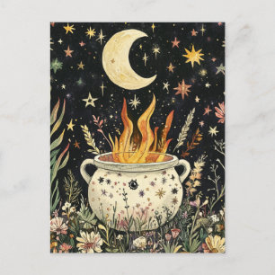 Witchs Cauldron med Flames Vykort