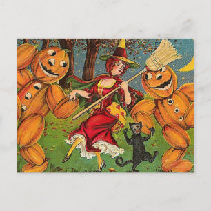 Witch's Dance - Vintage Halloween Vykort
