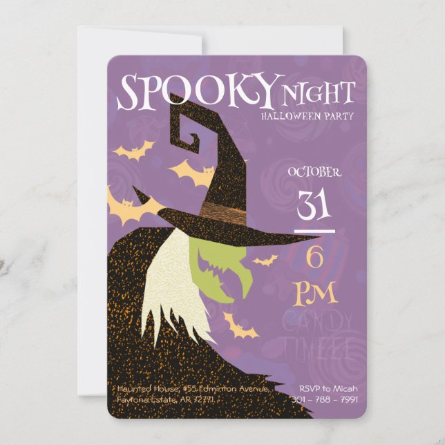 Witch's Halloween-inbjudan Inbjudningar (Framsida)