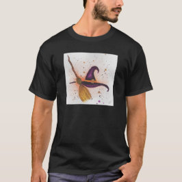 Witch's Hat and Broom T Shirt