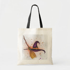 Witch's Hat and Broom Tote Tygkasse