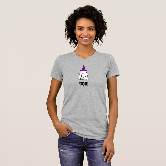 Witch's Hat Halloween Ghost T Shirt (Hel framsida)
