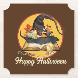 Witch's Hat & Spellbook Halloween Underlägg Papper