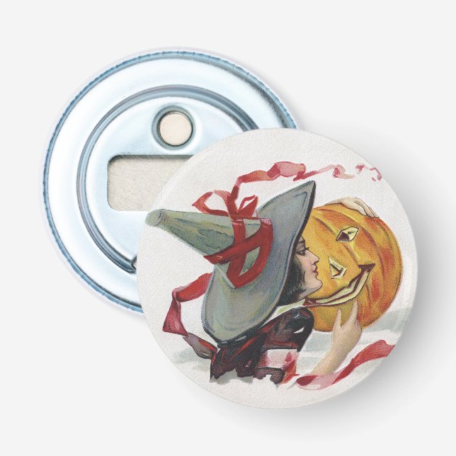 Witch's Kiss: en Jack o lantern på Halloween Flasköppnare (Framsidan)