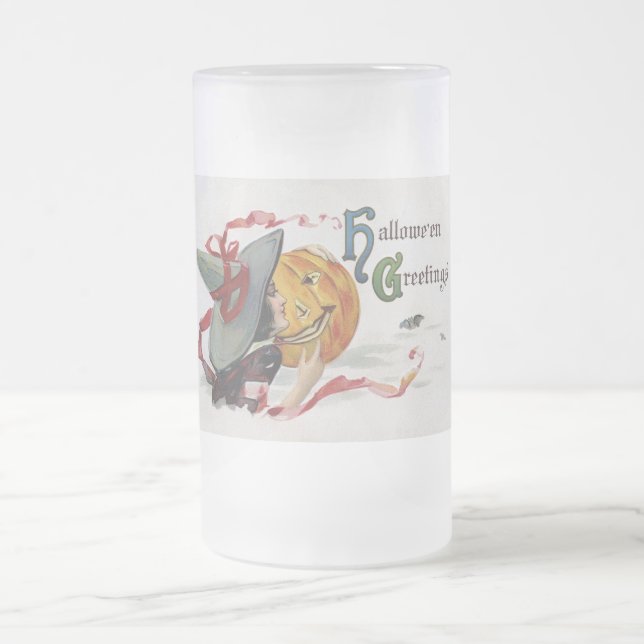 Witch's Kiss: en Jack o lantern på Halloween Frostat Ölglas (Center)