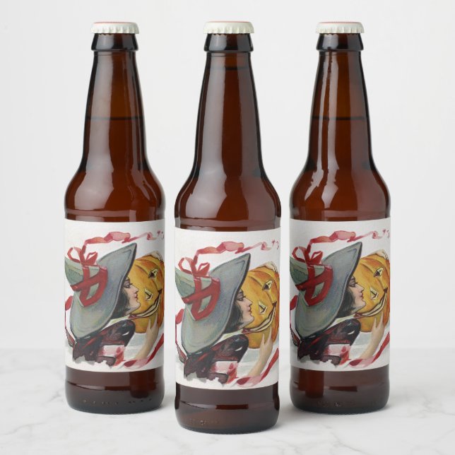 Witch's Kiss: en Jack o lantern på Halloween Ölflaska Etikett (Flaskor)