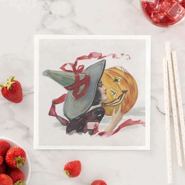 Witch's Kiss: en Jack o lantern på Halloween Pappersservett (Insitu)