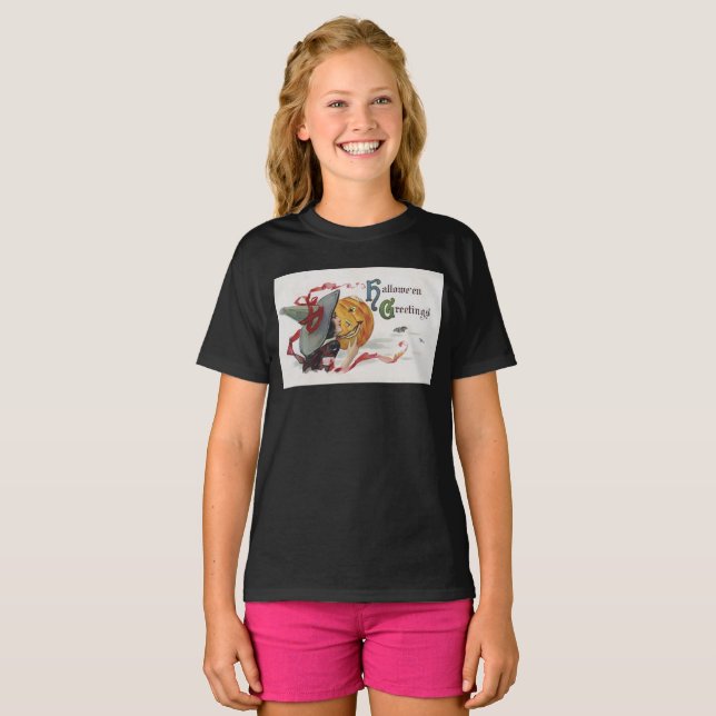Witch's Kiss: en Jack o lantern på Halloween T Shirt (Hel framsida)