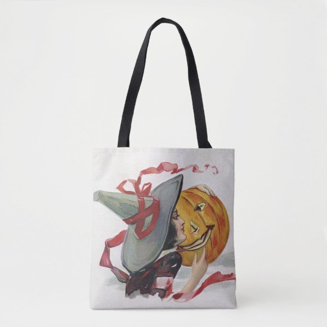 Witch's Kiss: en Jack o lantern på Halloween Tygkasse (Framsida)