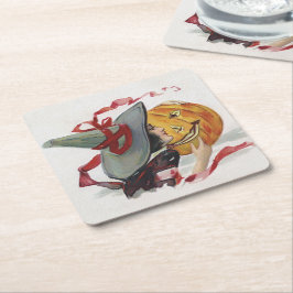 Witch's Kiss: en Jack o lantern på Halloween Underlägg Papper Kvadrat