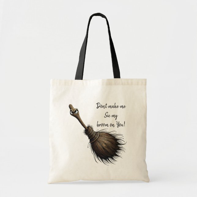 Witch's Pet Broom Candy bag Tote Bag Tygkasse (Framsidan)