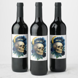 Witchy Aesthetic Gothic Blommigt Halloween Creepy Vinflaska Etikett