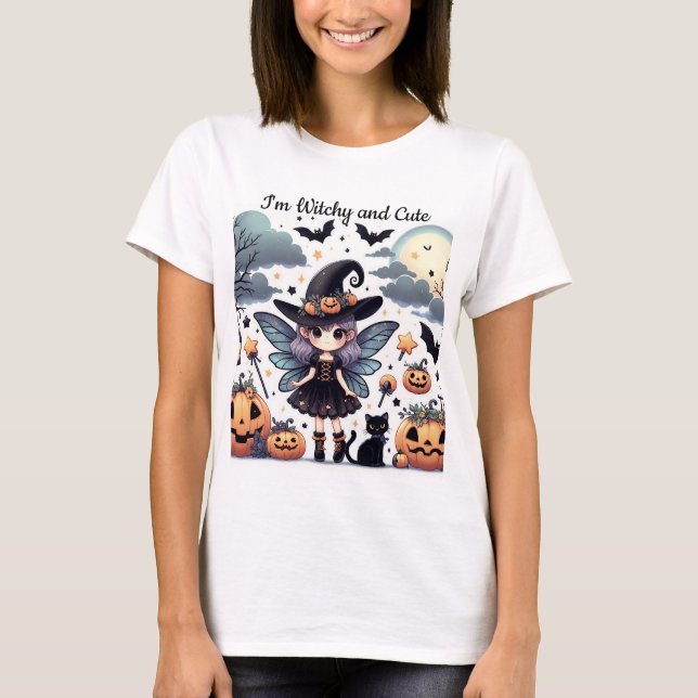 Witchy and Cute T-Shirt (1) (Framsida)