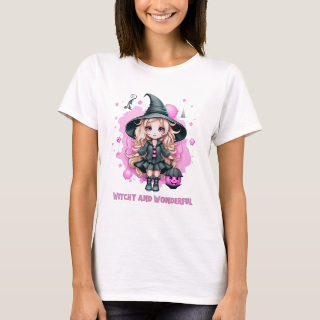 Witchy and Wonderful Witch Halloween Mugg T Shirt (Framsida)
