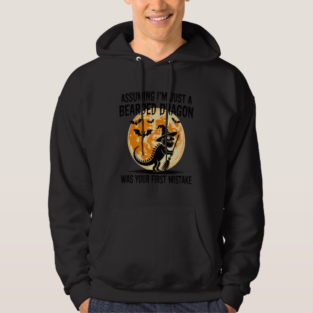 Witchy Beardie Halloween Måne Hoodie (Framsida)