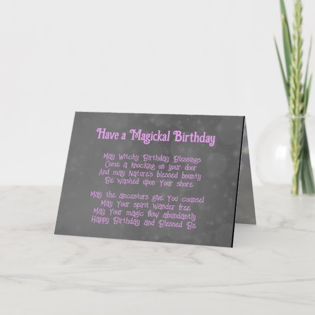 Witchy Birthday Card Kort (Framsida)