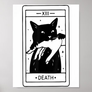 Witchy Black Cat Halloween Tarot Card roligt för m Poster