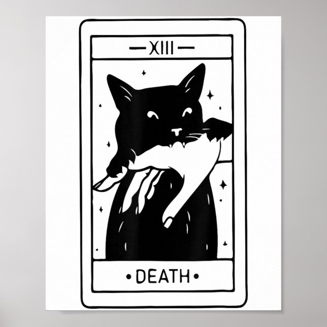 Witchy Black Cat Halloween Tarot Card roligt för m Poster (Framsidan)