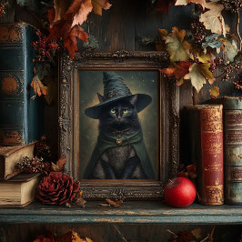 Witchy Black Cat - Vintage Stil Halloween Poster