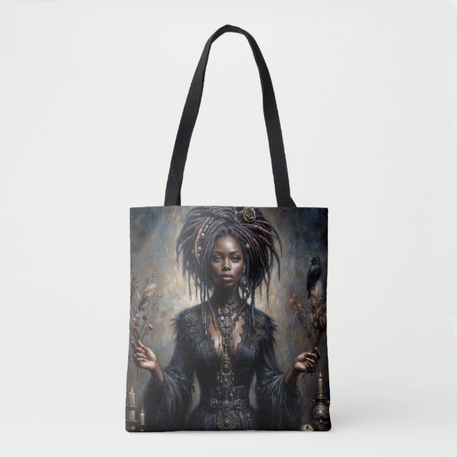Witchy Black Woman Gothic Art Tygkasse (Framsida)