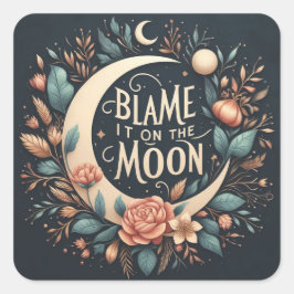 Witchy Blommigt skyller det på Måne-tagarna Fyrkantigt Klistermärke