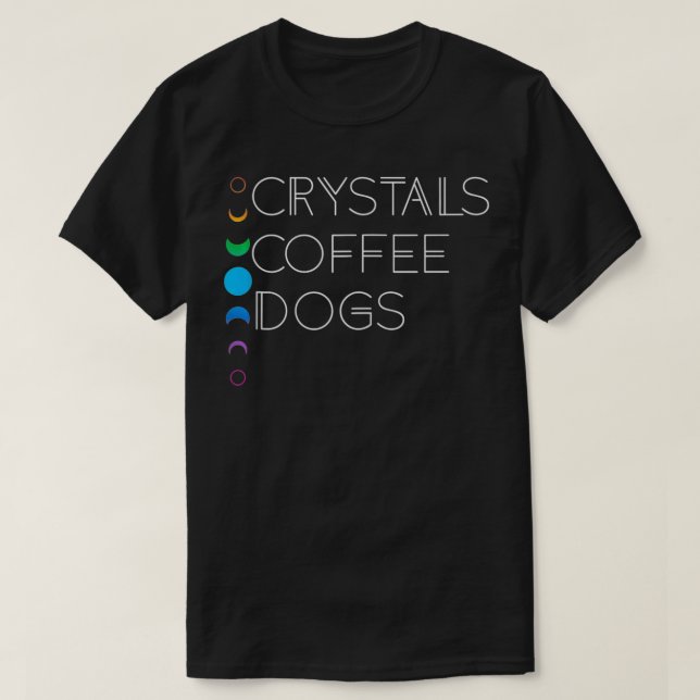 Witchy Bohemian Måne Phase Crystals Coffee Hundar  T Shirt (Design framsida)