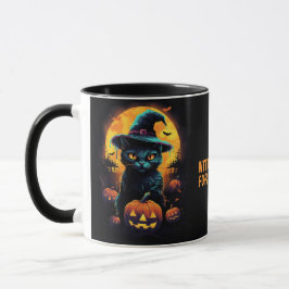 WITCHY BREW för (namn), Black Cat Halloween Mugg