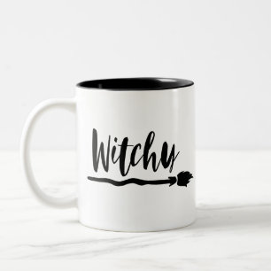 Witchy Broom Skripttyp för svart pensel Två-Tonad Mugg