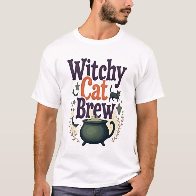 Witchy Cat Brew T Shirt (Framsida)