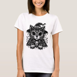 Witchy Cat Creepy Halloween T Shirt