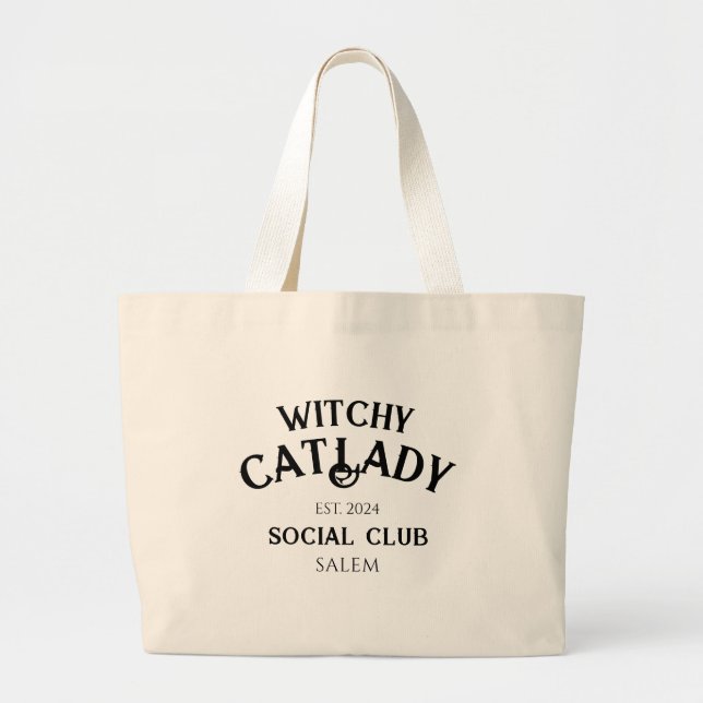 Witchy Cat Dam Social Klubb Anpassningsbar Est. Da Jumbo Tygkasse (Framsidan)