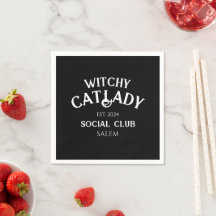Witchy Cat Dam Social Klubb Anpassningsbar Est. Sv