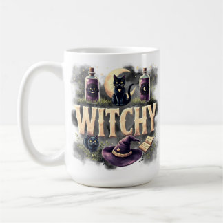 Witchy Cat Halloween Women's Dark Gothic Tshirt Kaffemugg