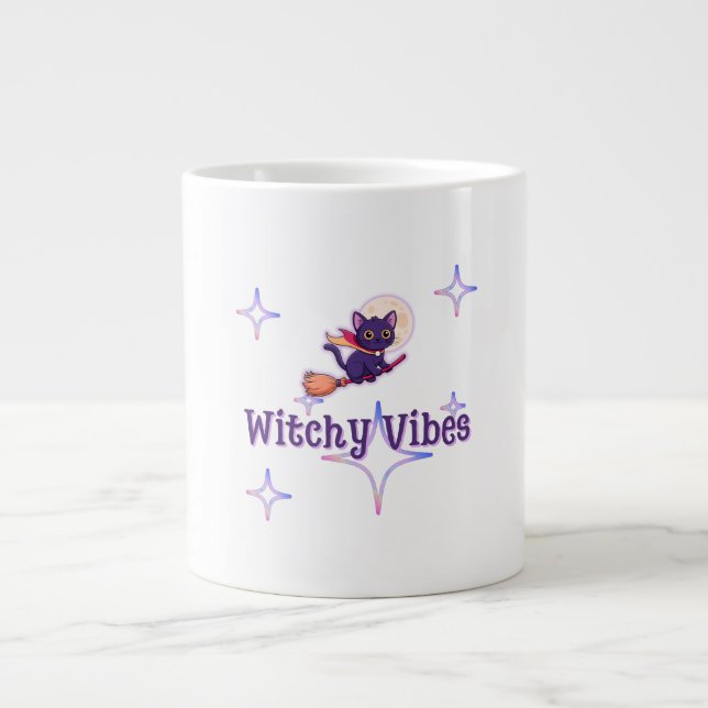 Witchy Cat Vibes - Cute Halloween Design Design Jumbo Mugg (Framsidan)