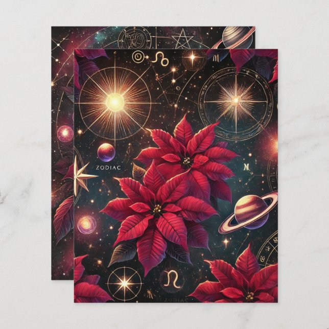Witchy Celestial Himmel Poinsettia Scrapbook Pappe (Fram/baksida)