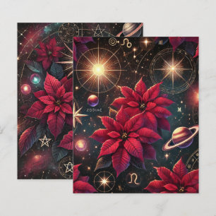 Witchy Celestial Himmel Poinsettia Scrapbook Pappe