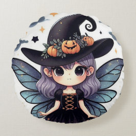 Witchy & Cute (1) Round Pillow Rund Kudde