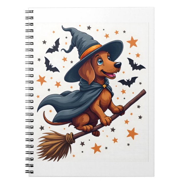 Witchy Dachshund Delight Anteckningsbok (Framsidan)